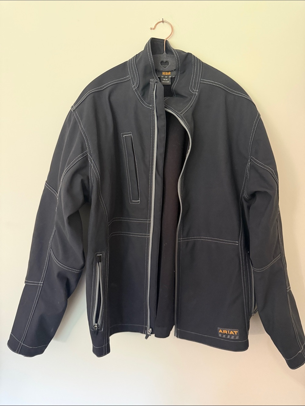 Ariat Rebar Men's Black Lightweight Soft-Shell Jacket with Contrast Stitching